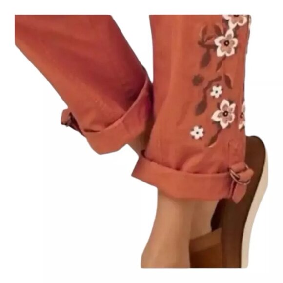 Soft Surroundings Cargo Pant S Everything Under The Sun Embroidered Roll Tab - Picture 6 of 11